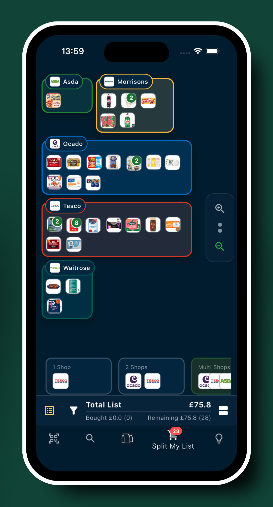 Shopsplit app on iPhone